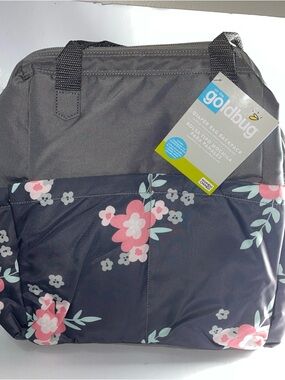 goldbug Floral Gray Diaper Backpack - Pink Flower Print